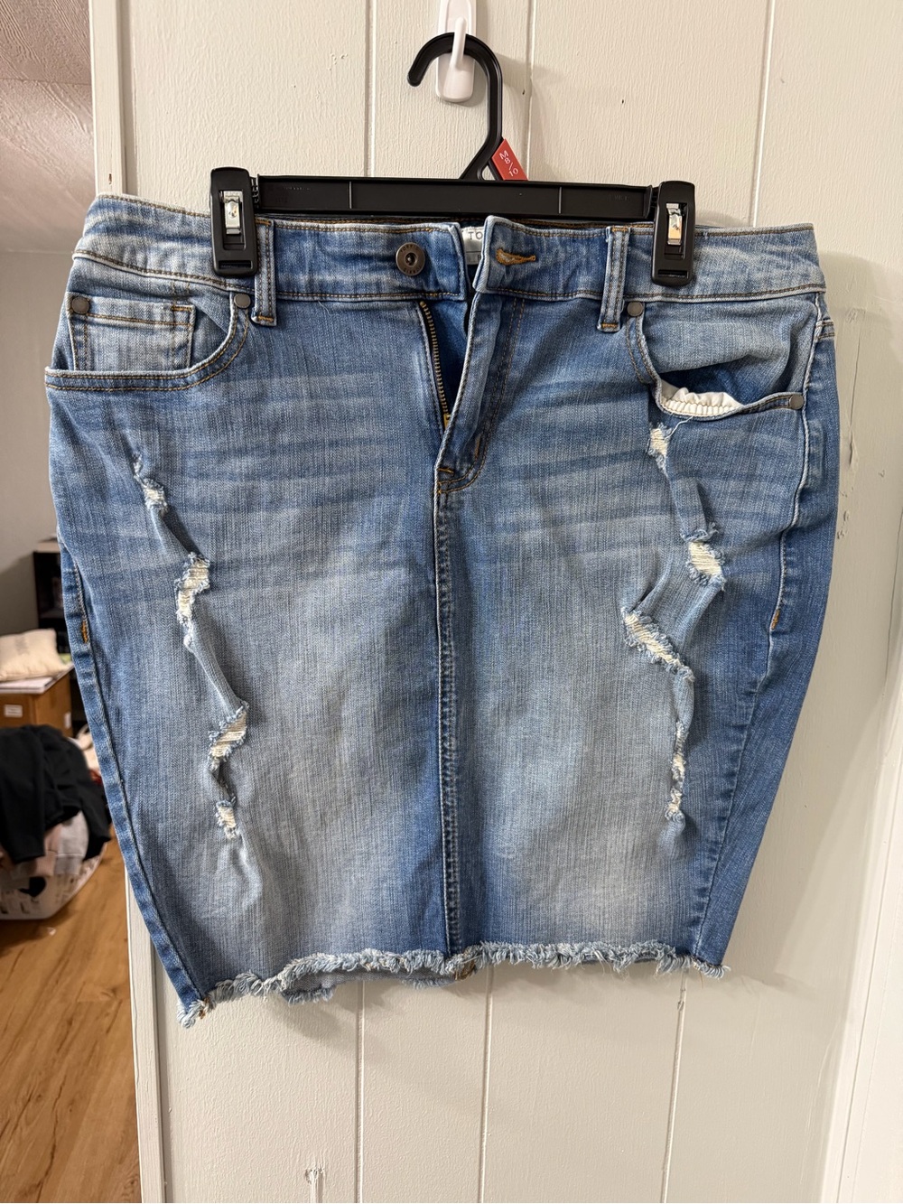 torrid Light Blue Distressed Denim Mini Skirt